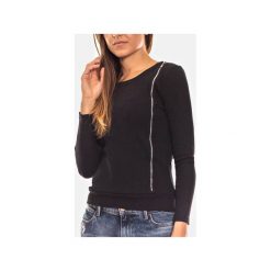 Bluzy damskie: CZARNA BLUZA DAMSKA ZE ŚCIĄGACZEM