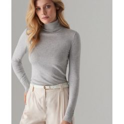 Gładki sweter z golfem - Jasny szary. Szare swetry damskie Mohito, s, bez wzorów, bez rękawów. Za 59,99 zł.