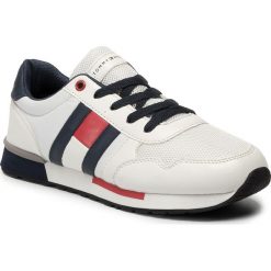 Sneakersy TOMMY HILFIGER - Low Cut Lace-Up Sneaker T3B4-30483-0733 White/Blue X336. Białe półbuty damskie TOMMY HILFIGER, ze skóry ekologicznej. Za 309,00 zł.