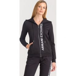 BLUZA Armani Exchange. Czarne bluzy damskie Armani Exchange, s, z nadrukiem, z elastanu, bez rękawów, z kapturem. Za 265,00 zł.