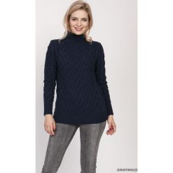 Sweter z półgolfem, SWE211 granat MKM. Swetry damskie Pakamera, bez wzorów, eleganckie, bez rękawów, bez kaptura. Za 139,00 zł.