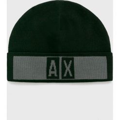 Armani Exchange - Czapka. Niebieskie czapki męskie Armani Exchange, na zimę, bez wzorów, z bawełny. Za 239,90 zł.