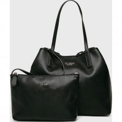 Guess Jeans - Torebka Vikky. Czarne shopper bag damskie Guess Jeans, z aplikacjami, z jeansu, do ręki, średnie. Za 589,90 zł.
