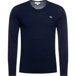 Sweter Lacoste AH4087. Niebieskie swetry męskie Lacoste, m, bez wzorów, z bawełny, klasyczne, z klasycznym kołnierzykiem, bez kaptura. W wyprzedaży za 339,00 zł.