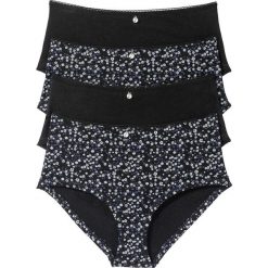 Figi "maxi panty" (4 pary) bonprix czarno-szary z nadrukiem. Czarne panty damskie bonprix, z nadrukiem. Za 55,96 zł.