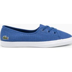 Lacoste - Tenisówki. Niebieskie trampki damskie slip on marki Lacoste, z gumy, na sznurówki. W wyprzedaży za 219,90 zł.