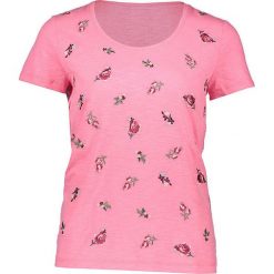 Koszulka w kolorze łososiowym. Różowe t-shirty damskie marki Taifun, z bawełny, z okrągłym kołnierzem, z krótkim rękawem. W wyprzedaży za 86,95 zł.