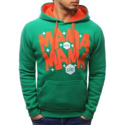 Bluzy męskie: Bluza męska z kapturem zielona (bx1540)
