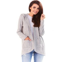 Sweter A196 szary. Szare swetry damskie Awama, s, bez wzorów, z długim rękawem, długie, z kapturem. Za 167,28 zł.