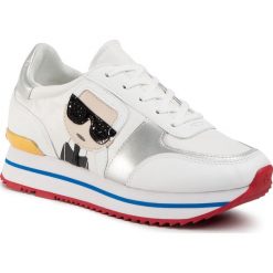 Sneakersy KARL LAGERFELD - KL61931 White Lthr/Textile W/Multi. Białe półbuty damskie KARL LAGERFELD, ze skóry. Za 849,00 zł.
