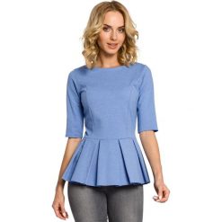 Gabrielle bluzka z kontrafałdą - niebieska. Niebieskie bluzki damskie Moe, s, bez wzorów, z elastanu, bez kołnierzyka, bez rękawów. Za 119,00 zł.