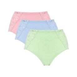 Cellbes Figi 3 Pack błękitny jasnozielony jasnoróżowy female niebieski/zielony/różowy 38/40. Różowe majtki damskie Cellbes, z haftami. Za 105,00 zł.