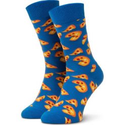 Skarpety Wysokie Unisex HAPPY SOCKS - PIZ01-6300 Kolorowy Niebieski. Niebieskie skarpetki damskie Happy Socks, bez wzorów, z elastanu. Za 39,90 zł.