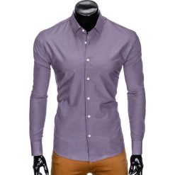 KOSZULA MĘSKA ELEGANCKA Z DŁUGIM RĘKAWEM K424 - FIOLETOWA. Fioletowe koszule męskie Ombre Clothing, s, bez wzorów, eleganckie, bez kołnierzyka, z długim rękawem. Za 29,00 zł.