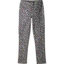 Jegginsy w cętki leoparda bonprix szary leo. Szare spodnie dziewczęce bonprix, bez wzorów, z jeansu, eleganckie. Za 69,99 zł.