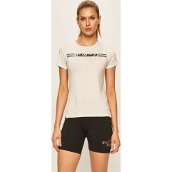LaBellaMafia - T-shirt. Białe bluzki damskie LABELLAMAFIA, s, z nadrukiem, z elastanu, z okrągłym kołnierzem. Za 89,90 zł.