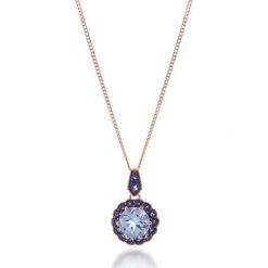 Łańcuszki męskie: Zjawiskowy Wisiorek Złoty – złoto różowe 585, Blue topaz