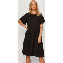 Only - Sukienka. Zielone sukienki damskie ONLY, na co dzień, s, bez wzorów, z bawełny, casualowe, z okrągłym kołnierzem, z krótkim rękawem, krótkie, mini, proste. Za 89,90 zł.