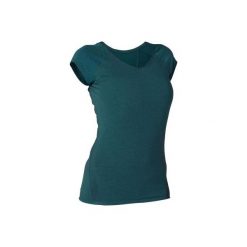 Koszulka krótki rękaw Gym & Pilates 530 damska. Niebieskie koszulki damskie DOMYOS, xl, bez wzorów, z elastanu, bez kołnierzyka. Za 49,99 zł.