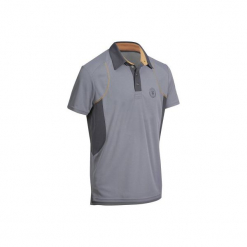 Koszulka polo jeździecka PL500 Mesh męska. Brązowe koszulki polo marki SOLOGNAC, l, z materiału. Za 79,99 zł.