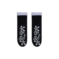 Skarpetki antypoślizgowe damskie frotta- Kwiaty. Czerwone skarpetki damskie Popsox, w kwiaty, z elastanu. Za 22,00 zł.