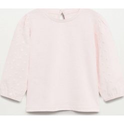 Mango Kids - Bluzka dziecięca Plumel 80-104 cm. Różowe bluzki dziewczęce Mango Kids, bez wzorów, z bawełny, z okrągłym kołnierzem, z długim rękawem, długie, bez kaptura. Za 49,99 zł.