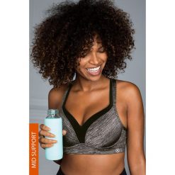 Biustonosze sportowe: Biustonosz sportowy Outrun Grey Push-Up bez fiszbinów