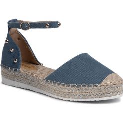 Espadryle DEEZEE - WSS899-02 Blue. Niebieskie espadryle damskie DeeZee, z aplikacjami, ze skóry ekologicznej, bez obcasa, na płaskiej podeszwie. W wyprzedaży za 54,99 zł.
