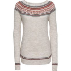 Swetry klasyczne damskie: Sweter dzianinowy bonprix beżowy