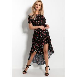 Sukienka szyfonowa koktajlowa hiszpanka - rose, m. Czerwone sukienki damskie e-margeritka.pl, m, bez wzorów, z szyfonu, eleganckie, z krótkim rękawem, krótkie, bez kaptura. Za 229,99 zł.