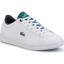 Tenisówki LACOSTE - Carnaby Evo 120 2 Suj 7-39SUJ0001082 Wht/Grn. Białe trampki dziewczęce Lacoste, bez wzorów, z gumy, na sznurówki. Za 299,00 zł.