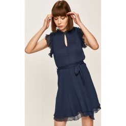 Pepe Jeans - Sukienka Noa. Niebieskie sukienki damskie Pepe Jeans, na co dzień, xs, bez wzorów, z poliesteru, bez kołnierzyka, z krótkim rękawem, krótkie, mini, proste. Za 319,90 zł.