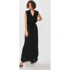 Answear - Sukienka. Czarne sukienki damskie ANSWEAR, na co dzień, s, bez wzorów, z wiskozy, casualowe, bez kołnierzyka, bez rękawów, maxi, proste. W wyprzedaży za 99,90 zł.