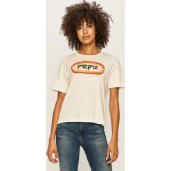 Pepe Jeans - T-shirt Paula. Białe topy damskie Pepe Jeans, s, z nadrukiem, z bawełny, z okrągłym kołnierzem. Za 139,90 zł.
