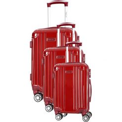 Zestaw walizek w kolorze bordowym - 3 szt. Czerwone walizki Travel One, z materiału. W wyprzedaży za 659,95 zł.