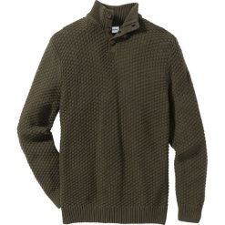 Swetry klasyczne męskie: Sweter Slim Fit bonprix ciemnooliwkowy