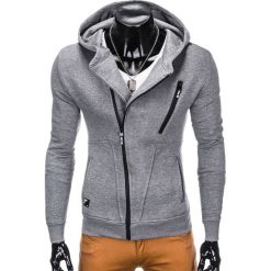 Bluzy męskie: BLUZA MĘSKA ROZPINANA Z KAPTUREM B738 – SZARA
