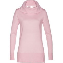 Sweter z szerokim golfem bonprix bladoróżowy. Różowe swetry damskie marki bonprix, bez wzorów, bez rękawów. Za 149,99 zł.