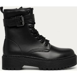 Answear Lab - Workery Ideal Shoes. Czarne workery damskie Answear Lab, z gumy, z okrągłym noskiem, bez obcasa, na obcasie, na sznurówki. Za 169,90 zł.
