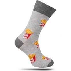 Szare Skarpetki z Frytkami, Frytki, Fast Food - MORE, Męskie SKMORE147079CHIPS. Szare skarpetki męskie More, z tkaniny. Za 16,90 zł.