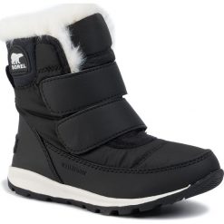 Śniegowce SOREL - Childrens Whitney Strap NC2940 Black/Sea Salt 010. Czarne śniegowce chłopięce Sorel, bez zapięcia. W wyprzedaży za 339,00 zł.