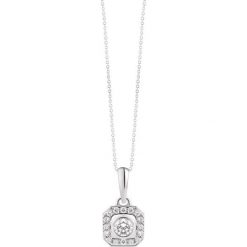 Łańcuszki męskie: RABAT Białe Złoto Wisiorek – złoto białe 585, Brylant 0,19ct
