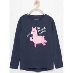 Koszulka z nadrukiem - Granatowy. Zielone bluzki dziewczęce marki Reserved, l, bez rękawów. Za 14,99 zł.