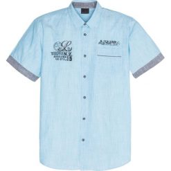 Koszula z krótkim rękawem bonprix turkusowy w paski. Niebieskie koszule męskie bonprix, xl, w paski, bez kołnierzyka, z krótkim rękawem. Za 89,99 zł.