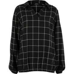 Luźniejsza bluzka w kratę bonprix czarno-biały w kratę. Czarne bluzki damskie bonprix, bez wzorów, bez kołnierzyka, bez rękawów. Za 54,99 zł.