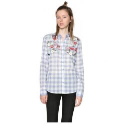 Desigual Koszula Damska Cabaceira Xs Niebieski. Niebieskie koszule damskie Desigual, xs, bez wzorów, z materiału, bez kołnierzyka, bez rękawów. W wyprzedaży za 255,00 zł.