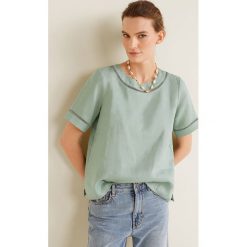 Mango - Bluzka Dos. Białe bluzki damskie Mango, na co dzień, s, bez wzorów, ze lnu, eleganckie, z okrągłym kołnierzem, bez rękawów. W wyprzedaży za 69,90 zł.