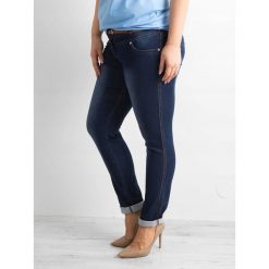 Granatowe spodnie damskie jeansowe jeansy plus l model 7037. Jeansy damskie Merg Selection, xl, z bawełny. Za 69,00 zł.