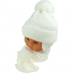 Czapka niemowlęca z szalikiem CZ+S 128B. Szare czapeczki niemowlęce Proman. Za 39,76 zł.