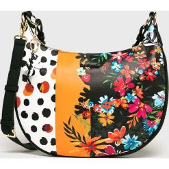 Desigual - Torebka. Czarne torebki klasyczne damskie Desigual, w paski, z poliesteru, casualowe, na ramię, średnie, bez dodatków. Za 299,90 zł.